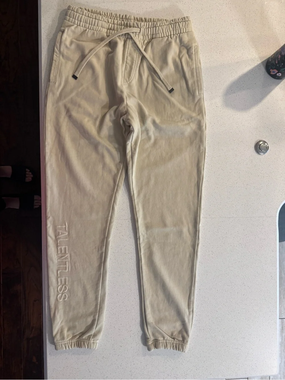 TALENTLESS Cream Drawstring Joggers, Brand New